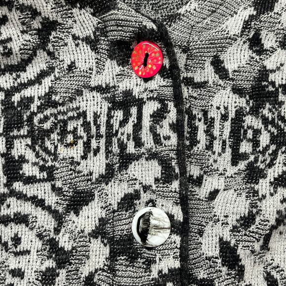 Eva & Claudi Women's Danish Design Wool Alpaca V-Neck Black Gray Cardigan Small - Picture 4 of 8